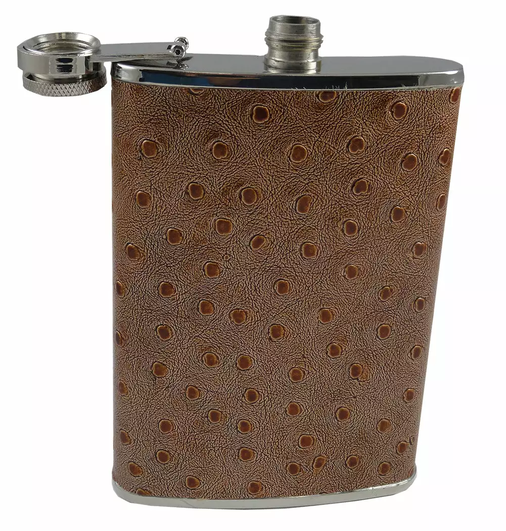 Bewild Textured 8oz Brown Leather Flask 3 Bewild Textured 8oz Brown Leather Flask