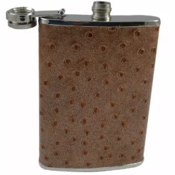 Bewild Textured 8oz Brown Leather Flask