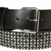 Bewild Belts Three Row Studded Iron Cross Leather Belt