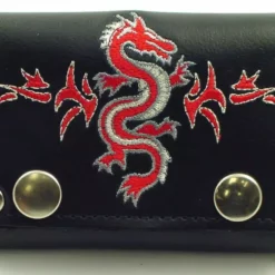 Bewild Tribal Dragon Embroidered Leather Chain Wallet