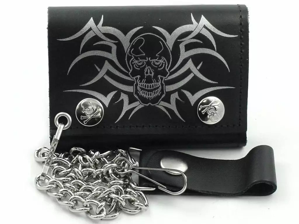 Bewild Tribal Skull Genuine Leather Chain Wallet Wallets & Chains 3 Bewild Tribal Skull Genuine Leather Chain Wallet Wallets & Chains