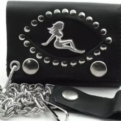 Bewild Trucker Babe Studded Premium Leather Chain Wallet