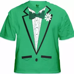 Bewild Men's T-Shirts Tuxedo Shirt - Men's Irish Green Tuxedo T-Shirt With Ruffles