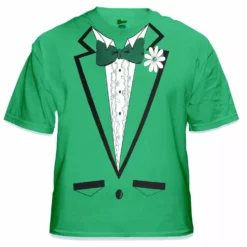 Bewild Men's T-Shirts Tuxedo Shirt - Men's Irish Green Tuxedo T-Shirt With Ruffles
