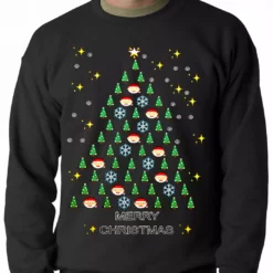 Bewild Ugly Christmas Sweater - Emoji Christmas Tree Ugly Christmas Adult Crewneck Holiday Prints