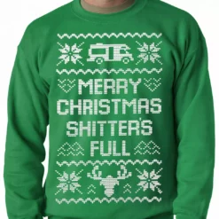 Bewild Ugly Christmas Sweater - Merry Christmas Shitters Full Ugly Adult Crewneck