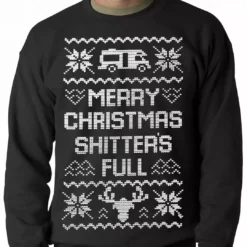 Bewild Ugly Christmas Sweater - Merry Christmas Shitters Full Ugly Adult Crewneck