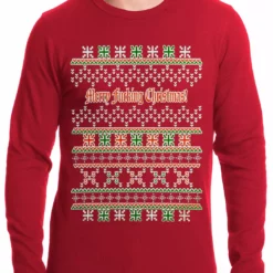 Bewild Holiday Prints Ugly Christmas Thermal - Merry F*cking Christmas Thermal Shirt
