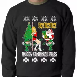 Bewild Santa And The Stripper Crewneck Sweatshirt Holiday Prints