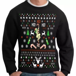 Bewild Ugly Christmas Sweater - Sexy Girl Stripper Pole Adult Crewneck