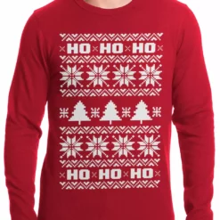 Bewild Ugly Christmas Thermal - Snowflake HO HO HO Thermal Shirt