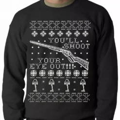Bewild Ugly Christmas Sweater - You'll Shoot Your Eye Out Ugly Christmas Adult Crewneck Holiday Prints