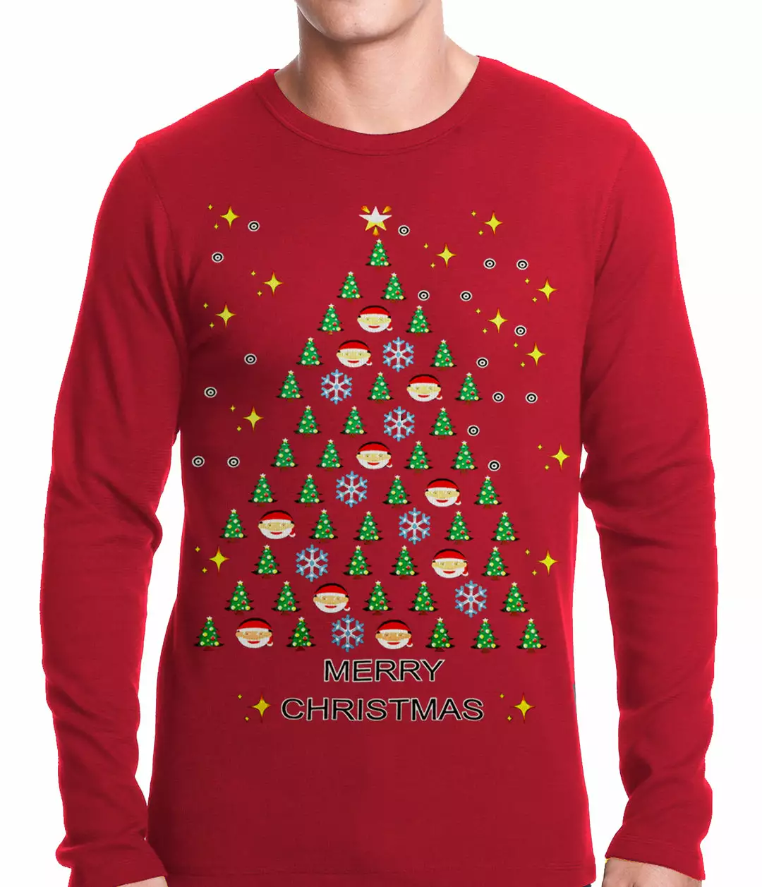 Bewild Holiday Prints Ugly Christmas Thermal - Emoji Christmas Tree Ugly Christmas Thermal Shirt 5 Bewild Holiday Prints Ugly Christmas Thermal - Emoji Christmas Tree Ugly Christmas Thermal Shirt