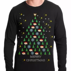 Bewild Holiday Prints Ugly Christmas Thermal - Emoji Christmas Tree Ugly Christmas Thermal Shirt