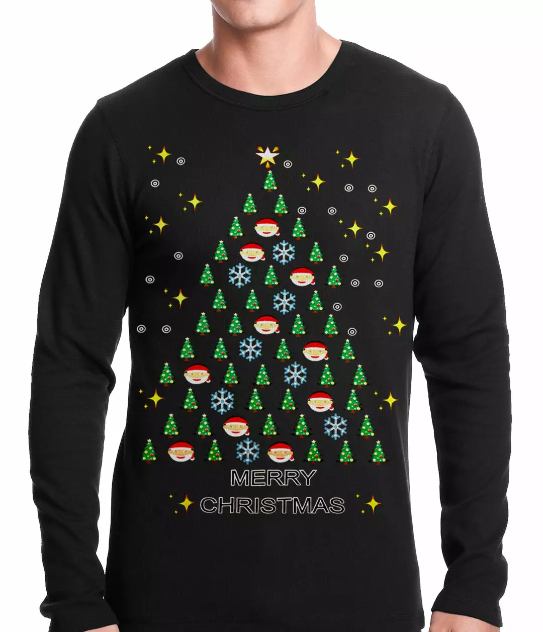 Bewild Holiday Prints Ugly Christmas Thermal - Emoji Christmas Tree Ugly Christmas Thermal Shirt 3 Bewild Holiday Prints Ugly Christmas Thermal - Emoji Christmas Tree Ugly Christmas Thermal Shirt