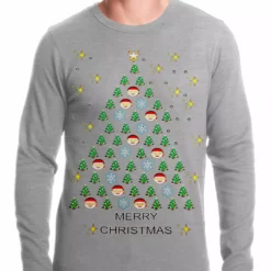 Bewild Holiday Prints Ugly Christmas Thermal - Emoji Christmas Tree Ugly Christmas Thermal Shirt 6 Bewild Holiday Prints Ugly Christmas Thermal - Emoji Christmas Tree Ugly Christmas Thermal Shirt