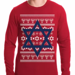 Bewild Holiday Prints Jewish Star Hanukkah Sweater Thermal Shirt