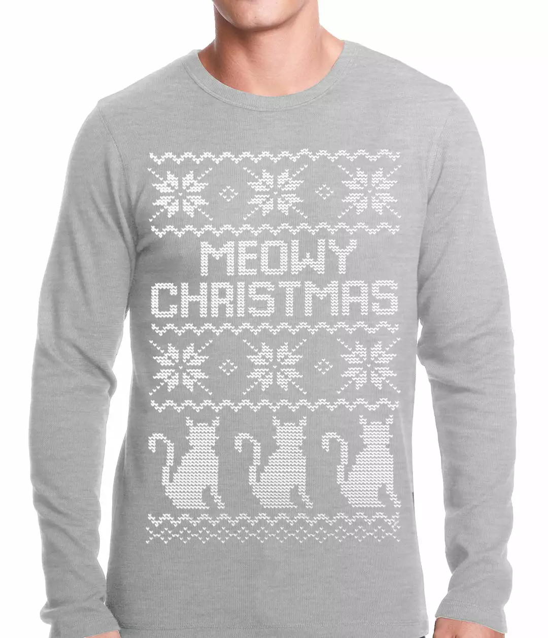 Bewild Ugly Christmas Thermal - Meowy Christmas (White Print) 3 Cats Ugly Christmas Thermal Shirt Holiday Prints 5 Bewild Ugly Christmas Thermal - Meowy Christmas (White Print) 3 Cats Ugly Christmas Thermal Shirt Holiday Prints