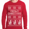 Bewild Ugly Christmas Thermal - Meowy Christmas (White Print) 3 Cats Ugly Christmas Thermal Shirt Holiday Prints