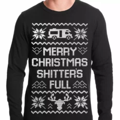 Bewild Ugly Christmas Thermal - Merry Christmas Shitters Full Ugly Thermal Shirt