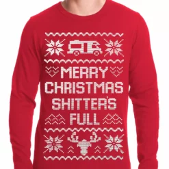 Bewild Ugly Christmas Thermal - Merry Christmas Shitters Full Ugly Thermal Shirt