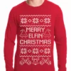 Bewild Holiday Prints Ugly Christmas Thermal - Merry Elfin Christmas Funny Ugly Christmas Thermal Shirt