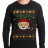 Bewild Holiday Prints Ugly Christmas Thermal - Ugly Christmas Tee - Emoji Santa Ugly Christmas Thermal Shirt