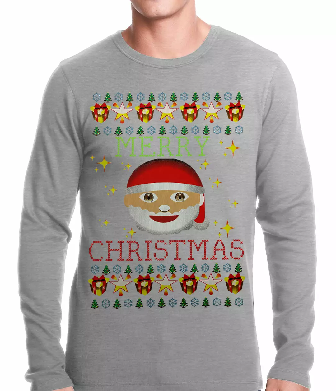 Bewild Holiday Prints Ugly Christmas Thermal - Ugly Christmas Tee - Emoji Santa Ugly Christmas Thermal Shirt 4 Bewild Holiday Prints Ugly Christmas Thermal - Ugly Christmas Tee - Emoji Santa Ugly Christmas Thermal Shirt