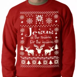 Bewild Ugly Sweater Jesus Is The Reason Adult Crewneck Sweatshirt