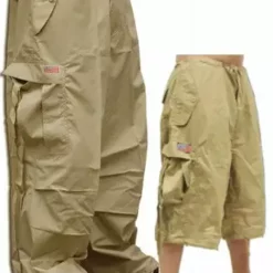 Bewild Unisex Basic UFO Pants W/ Zip Off Legs To Shorts (Khaki) Zip Off UFO