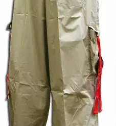 Bewild Unisex Basic UFO Pants With Expandable Bottoms (Khaki / Red) Expandable Bottom UFO