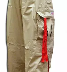 Bewild Unisex Basic UFO Pants With Expandable Bottoms (Khaki / Red) Expandable Bottom UFO