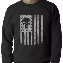 Bewild Nationality & Ethnic USA - American Flag Military Skull Adult Crewneck