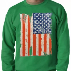 Bewild Nationality & Ethnic Vertical Distressed American Flag Adult Crewneck 11 Bewild Nationality & Ethnic Vertical Distressed American Flag Adult Crewneck