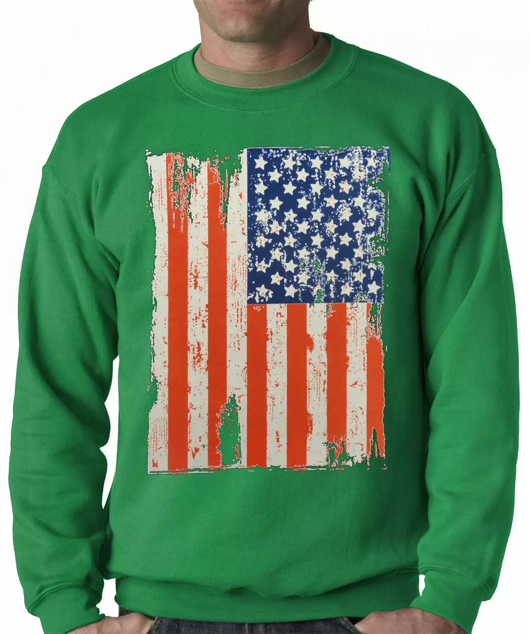 Bewild Nationality & Ethnic Vertical Distressed American Flag Adult Crewneck 6 Bewild Nationality & Ethnic Vertical Distressed American Flag Adult Crewneck
