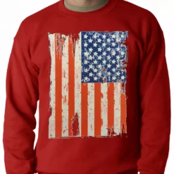 Bewild Nationality & Ethnic Vertical Distressed American Flag Adult Crewneck 13 Bewild Nationality & Ethnic Vertical Distressed American Flag Adult Crewneck