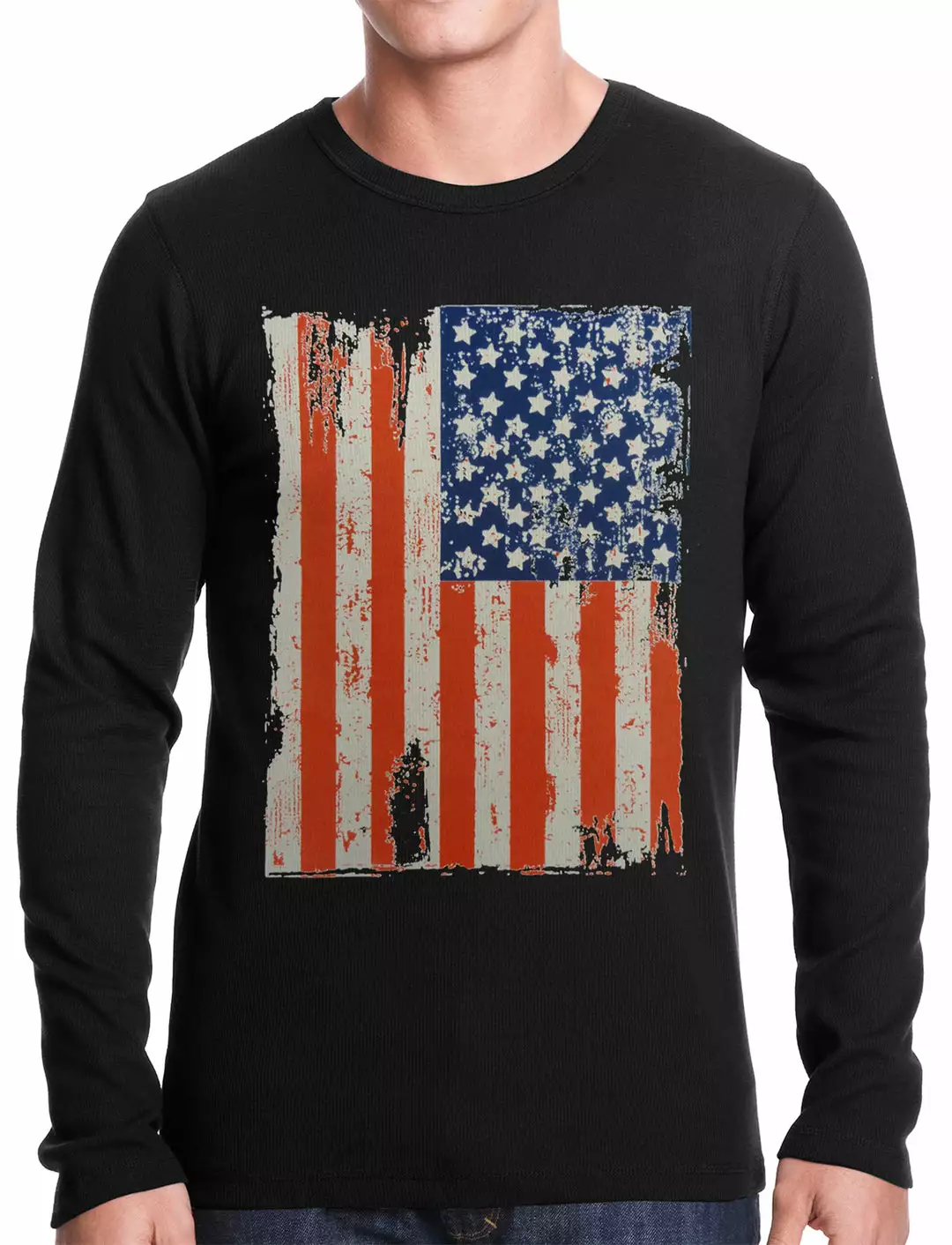 Bewild Vertical Distressed American Flag Thermal Shirt 4 Bewild Vertical Distressed American Flag Thermal Shirt