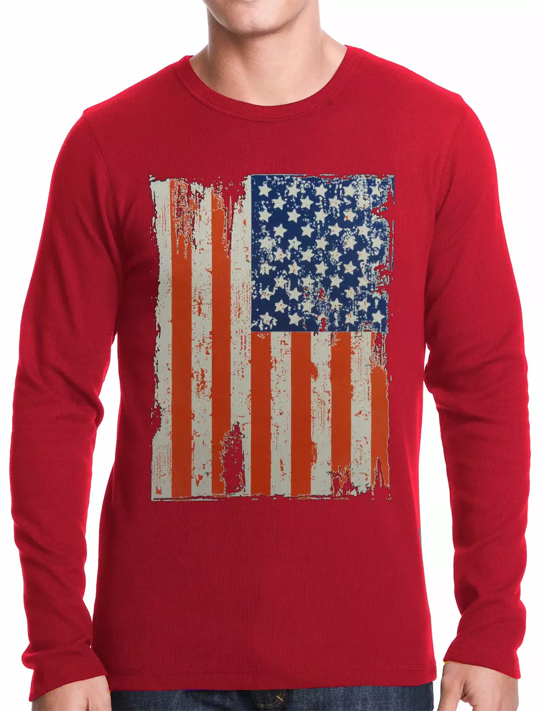 Bewild Vertical Distressed American Flag Thermal Shirt 5 Bewild Vertical Distressed American Flag Thermal Shirt
