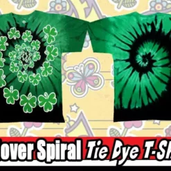 Bewild Liquid Blue Spiral Clover Irish Green Tie Dye T-Shirt