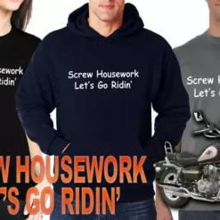Bewild Biker Shirts - Screw Housework Let's Go Ridin' Men's T-Shirt Biker Style