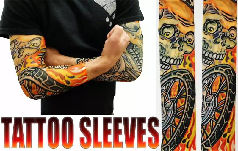 Bewild Illusion Tattoos Skull And Flames Biker Fake Tattoo Sleeves (Pair) 12 Bewild Illusion Tattoos Skull And Flames Biker Fake Tattoo Sleeves (Pair)