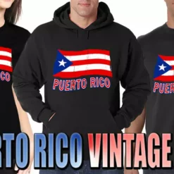 Bewild Puerto Rico Vintage Waving Flag Adult Hoodie