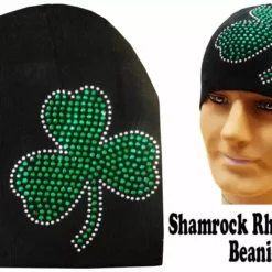 Bewild St. Patrick's Day Rhinestone Shamrock Beanie Beanies & Headspins