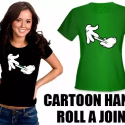 Bewild Cartoon Hands Roll A Joint Girl's T-Shirt Cool Funny & Offensive