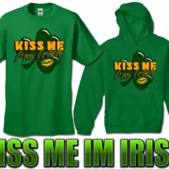 Bewild St.Patricks Day Kiss Me I'm Irish Shamrock Adult Hoodie