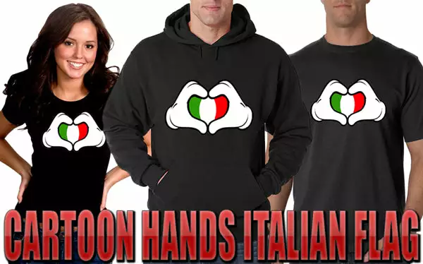 Bewild Cartoon Heart Hands Italian Flag Girl's T-Shirt 12 Bewild Cartoon Heart Hands Italian Flag Girl's T-Shirt