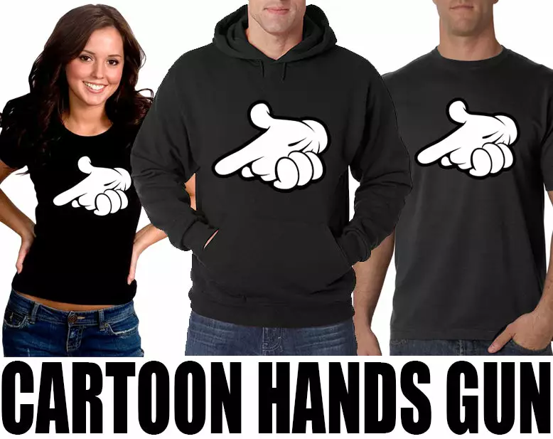Bewild Cartoon Hands Gun Men's T-Shirt 14 Bewild Cartoon Hands Gun Men's T-Shirt