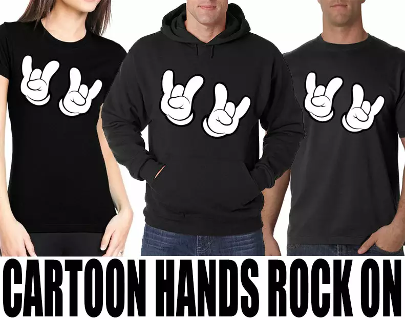 Bewild Cartoon Hands Rock On Girl's T-Shirt 12 Bewild Cartoon Hands Rock On Girl's T-Shirt