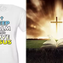 Bewild Keep Calm And Love Jesus Girls T-Shirt Cool Funny & Offensive