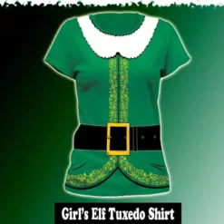 Bewild Elf Tuxedo Costume Girl's T-Shirt Holiday Prints